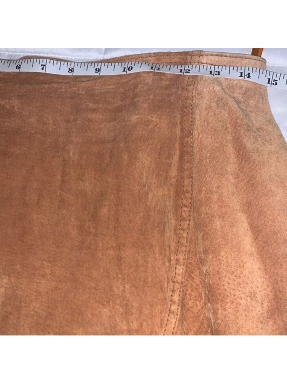 Brandon Thomas Womens Camel Leather Midi Skirt Size 12 - Picture 9 of 10